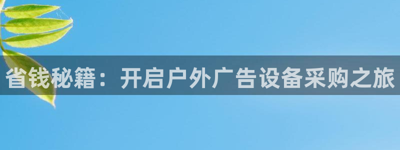 杏宇平台登录方法：省钱秘籍：开启户外广告设备采购之旅