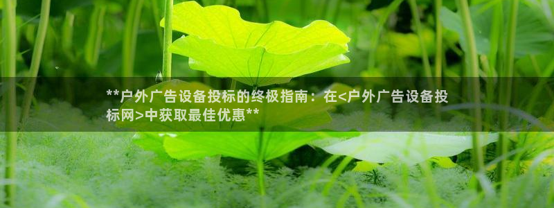 杏宇官方平台官网下载：**户外广告设备投标的终极指南：在<户外广告设备投
标网>中获取最佳优惠**