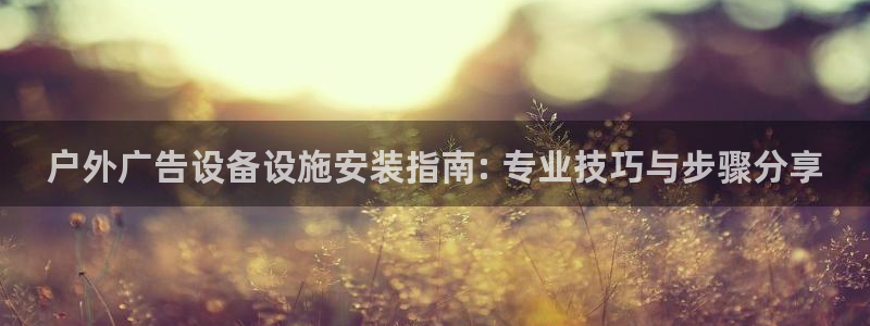 杏宇平台代理多少钱一个月：户外广告设备设施安装指南: 专业技巧与步骤分享